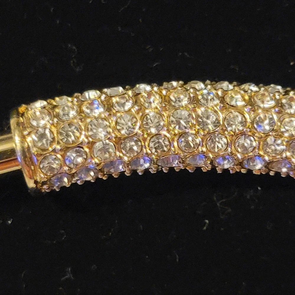 Vintage Designer SignedJ.J. Johanette Gold ToneCubic Zirconia ChokerNecklace - Picture 10 of 11